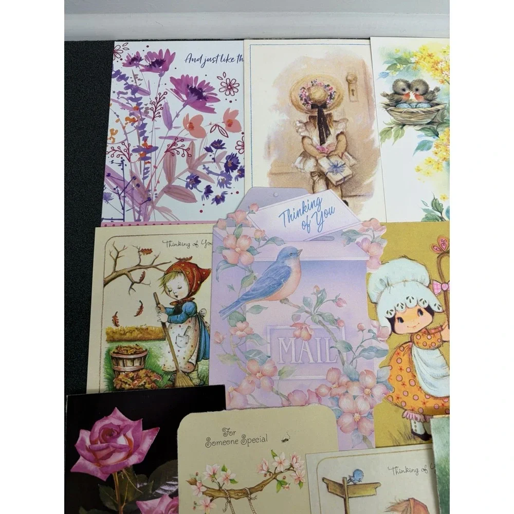 Vintage Thinking of You Cards Fronts ONLY Scrapbooking Crafts Lot of 50+